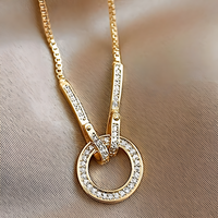 Unified Jewellery Gold-Plated Circle Link Bracelet Women – Sparkling Crystal 907