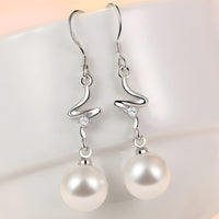 925 Silver-Plated Freshwater Pearl Drop Earrings for Women Elegant Geometric 919