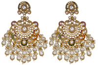 Elegant Bollywood Inspired Gold Kundan Earrings - Traditional Indian Jewelry 216