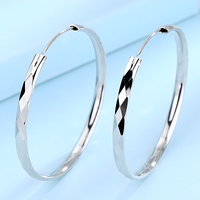 Diamond-Cut Hoop Earrings for Women – Copper Alloy with 925 Silver Plating 868
