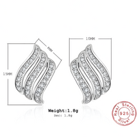925 Sterling Silver Wave Design Earrings for Women – Sparkling Crystal Studs 311