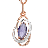 585 Rose Gold & Silver Tone Geometric Pendant Necklace – Copper Pendant 1270