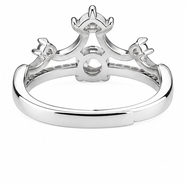 Women's Adjustable Crown Zircon Engagement Ring, Round Brilliant Promise 1637