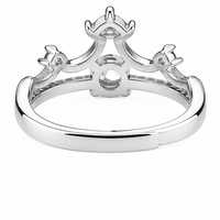 Women's Adjustable Crown Zircon Engagement Ring, Round Brilliant Promise 1637