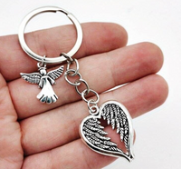 Guardian Angel Wings Keychain Y2K Heart Shaped Alloy Key Ring Purse Bag 41 UK