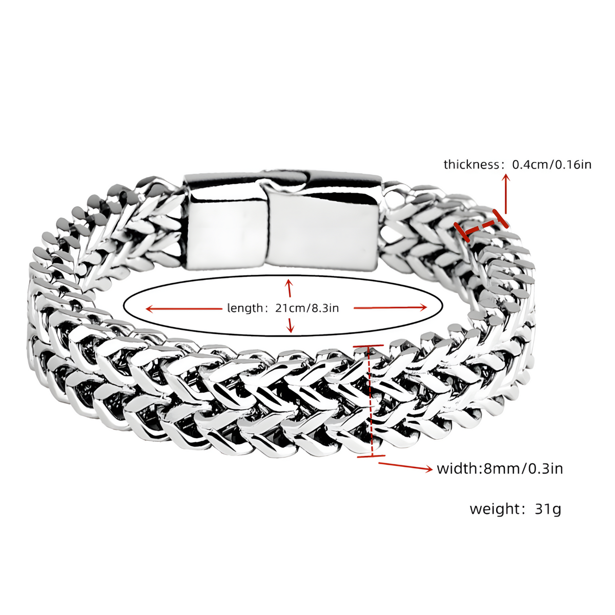 Stainless Steel Braided Fishtail Chain Bracelet Men Women Magnetic Clasp 453