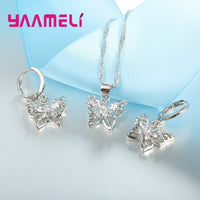 Butterfly Necklace and Earrings Set – Silver-Plated Alloy Cubic Zirconia 1229