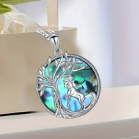 Tree of Life Abalone Shell Necklace for Women, Boho Style Prancing Horse B158