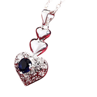 Sterling Silver Heart Jewelry Set Women Blue Zircon Crystal Pendant Necklace 680