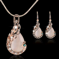 Vintage Peacock Necklace & Earrings Set for Women Gold Plated Alloy Jewelry 719