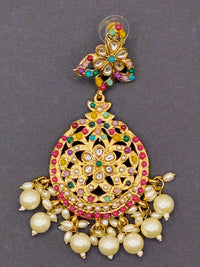 Elegant Bollywood Inspired Gold Kundan Earrings - Traditional Indian Jewelry 243