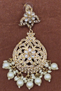 Elegant Bollywood Inspired Gold Kundan Earrings - Traditional Indian Jewelry 242