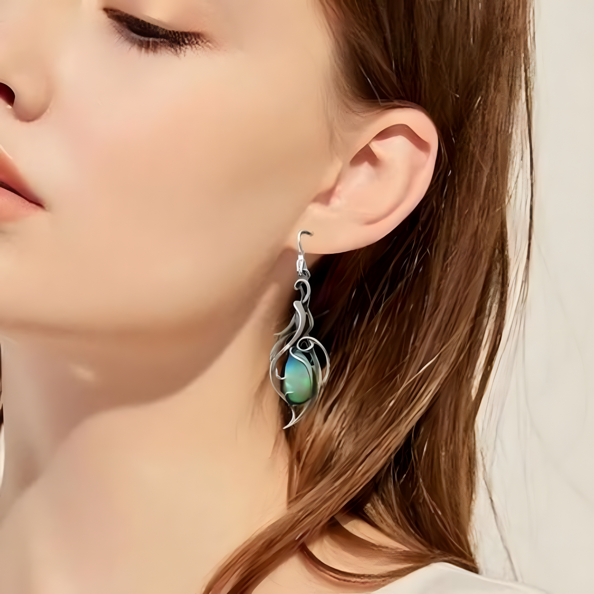 Bohemian Leaf Drop Earrings for Women – Elegant Zinc Alloy + Cubic Zirconia 1163