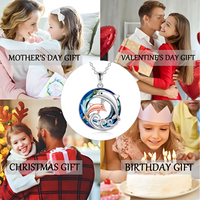 Dolphin Mother & Baby Pendant Necklace Women Zinc Alloy Animal Ocean Wave 1084