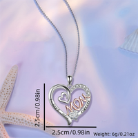 “I Love You Mom Forever” Heart Pendant Necklace – Cubic Zirconia Crystal B86