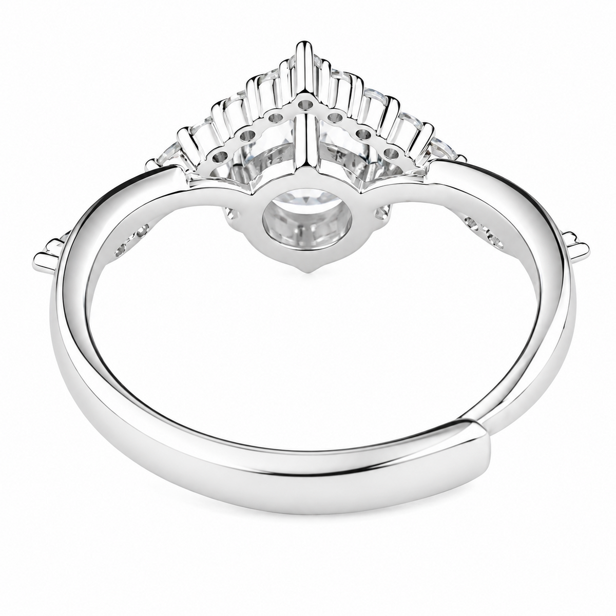 Adjustable Bypass Zircon Engagement Ring, Round Brilliant Cut Solitaire 1630