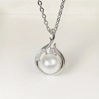 Copper Silver Plated Necklace Platinum Faux Pearl Pendant Niche Clavicle 61 UK