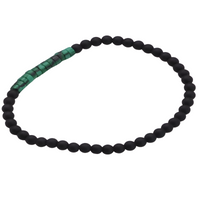 Malachite Stone and Matte Onyx Minimalist Bracelet, 4mm Beaded Strand B126