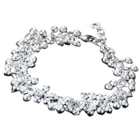 Women's Silver Color Beaded Cluster Bracelet Trendy Chain Link Copper Metal 644