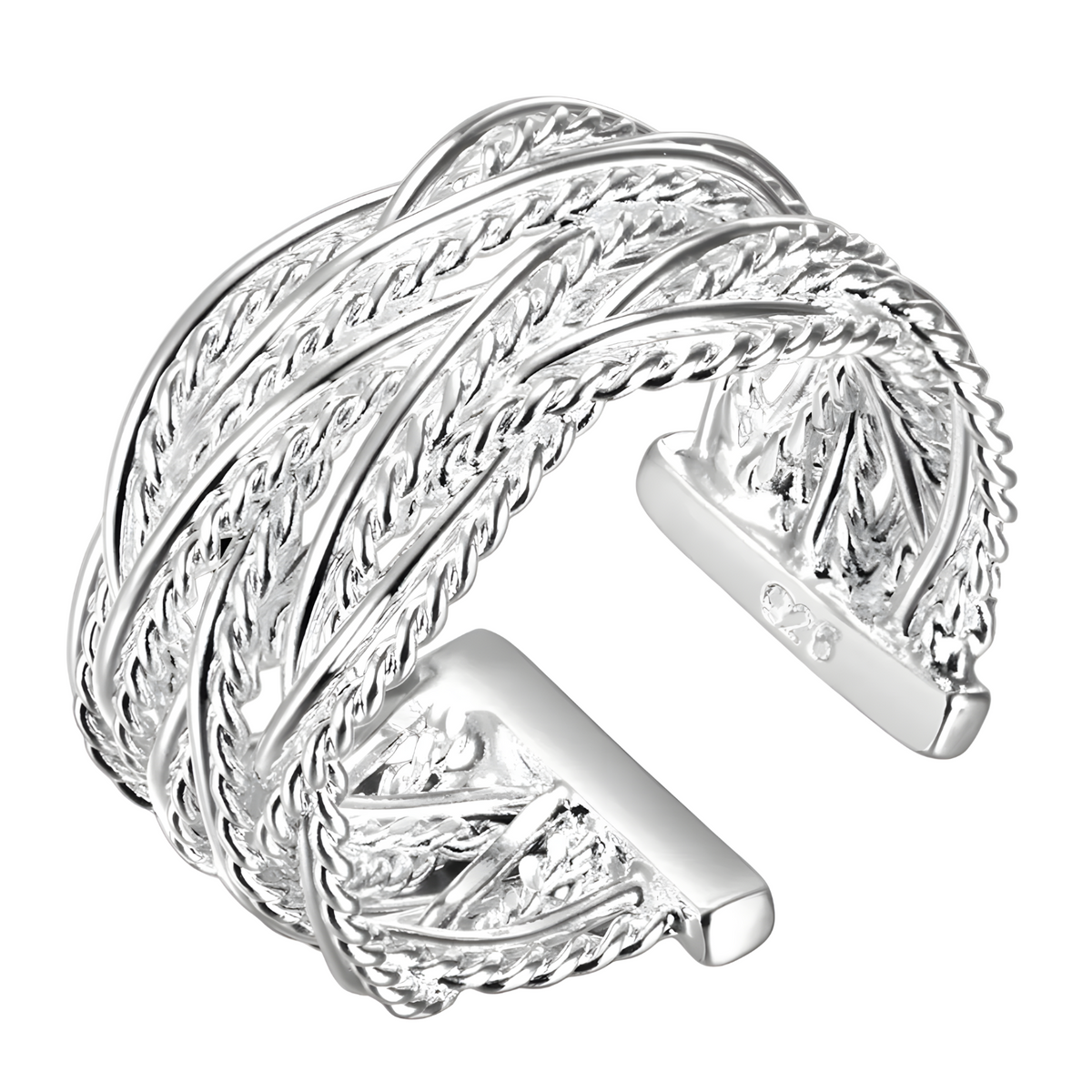 Adjustable Multi Strand Statement Ring for Women - Premium Wide Woven Twist 1812