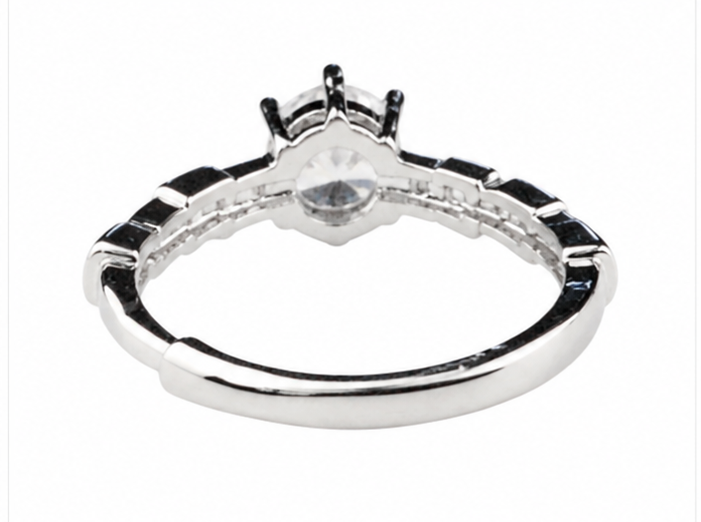 Adjustable Geometric Zircon Engagement Ring, Round Brilliant Solitaire 1639