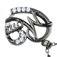 Black Mom Heart Necklace Cubic Zirconia Pendant Link Chain Womens Jewellery 1361