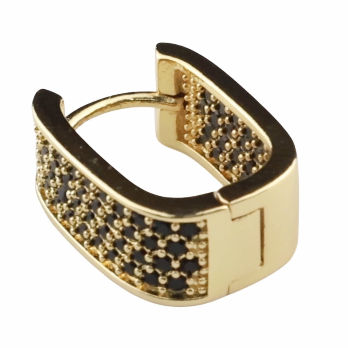 Hoop Earrings For Women Black Zircon Micro Pave Sparkle Round Brilliant Cut 1370