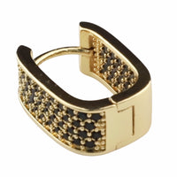 Hoop Earrings For Women Black Zircon Micro Pave Sparkle Round Brilliant Cut 1370