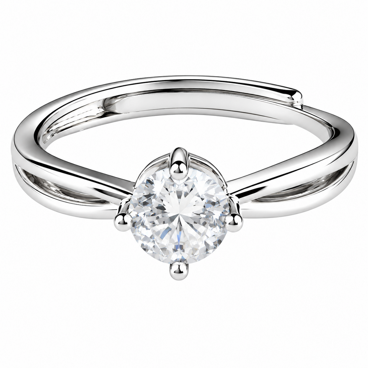 Adjustable Band Solitaire Ring Modern Statement Ring Luxury Sparkle Design 1662
