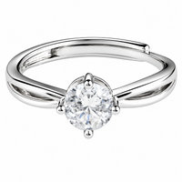 Adjustable Band Solitaire Ring Modern Statement Ring Luxury Sparkle Design 1662