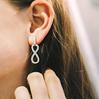 Infinity Loop Earrings in Silver Colour – Sparkling Pave Stones, 0.94" Drop  154