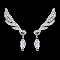 Feather Wing Crystal Stud Earring for Women – Trendy Angel Wing Design 1057