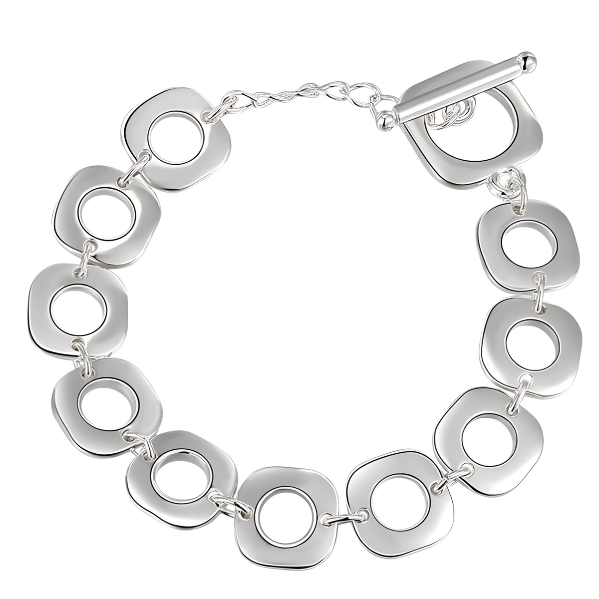 Rounded Square Geometric Chain, Toggle Fastening and Adjustable Statement 1809