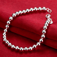 925 Sterling Silver Bracelet Exquisite 6MM Beads Women Fashion 18 - 20CM - 1769