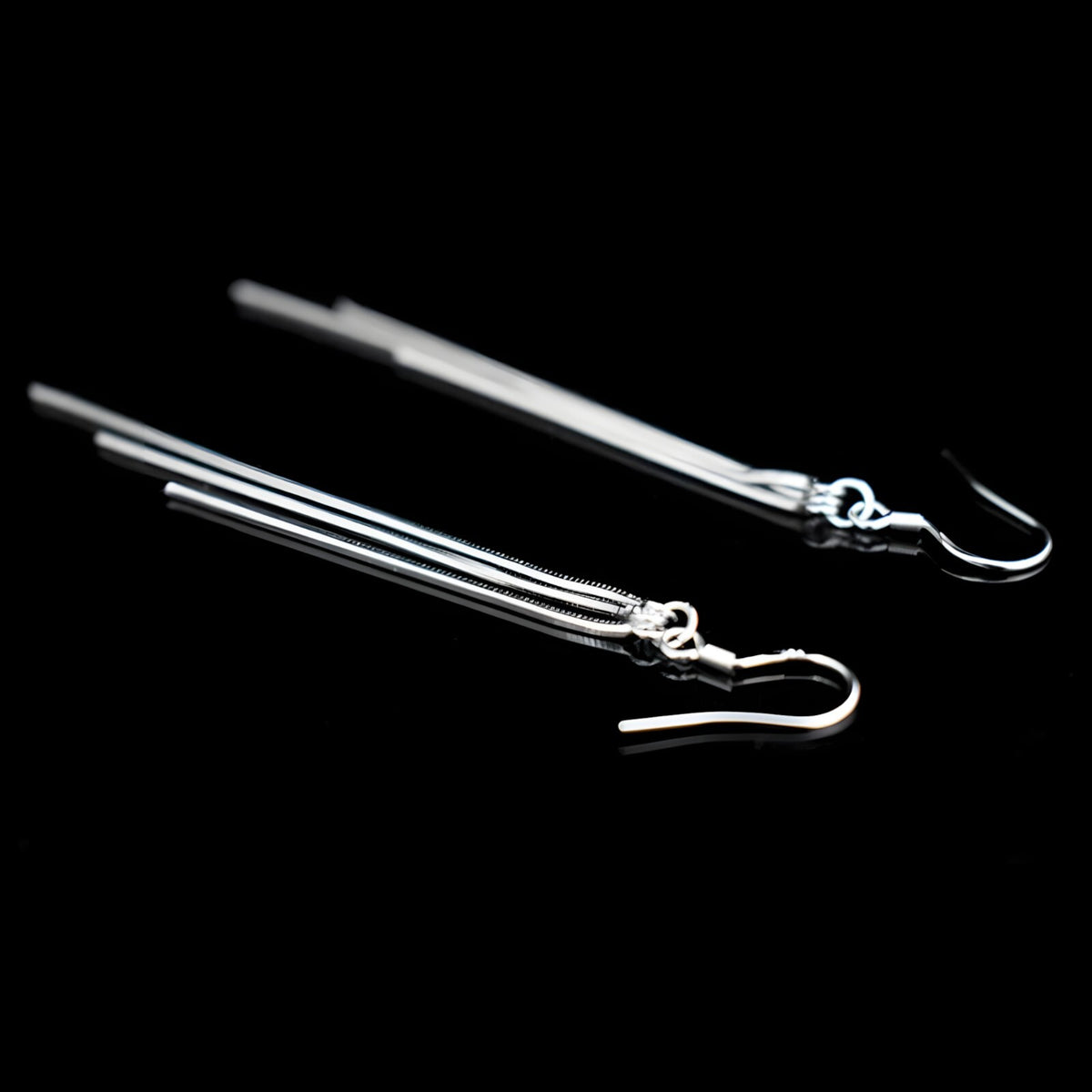 Sterling Silver Long Tassel Drop Earrings Chain Dangle Design Hypoallergenic 295