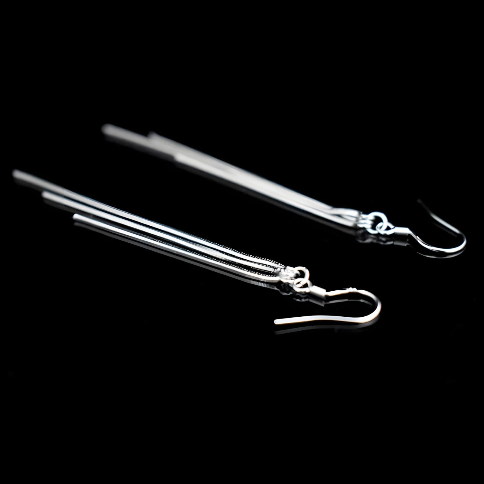 Sterling Silver Long Tassel Drop Earrings Chain Dangle Design Hypoallergenic 295