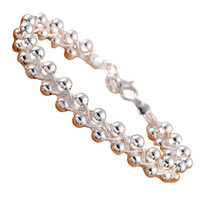925 Silver-Plated Beaded Charm Bracelet for Women – Classic Interwoven Chain 910