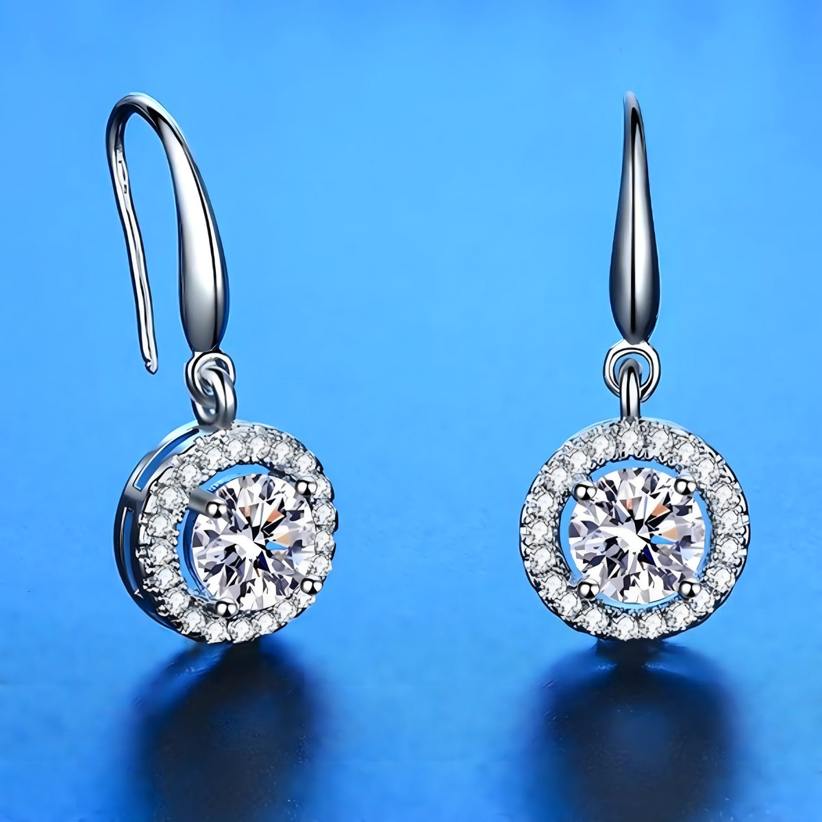 Unified Jewellery Sterling Silver Cubic Zirconia Halo Dangle Earrings 348