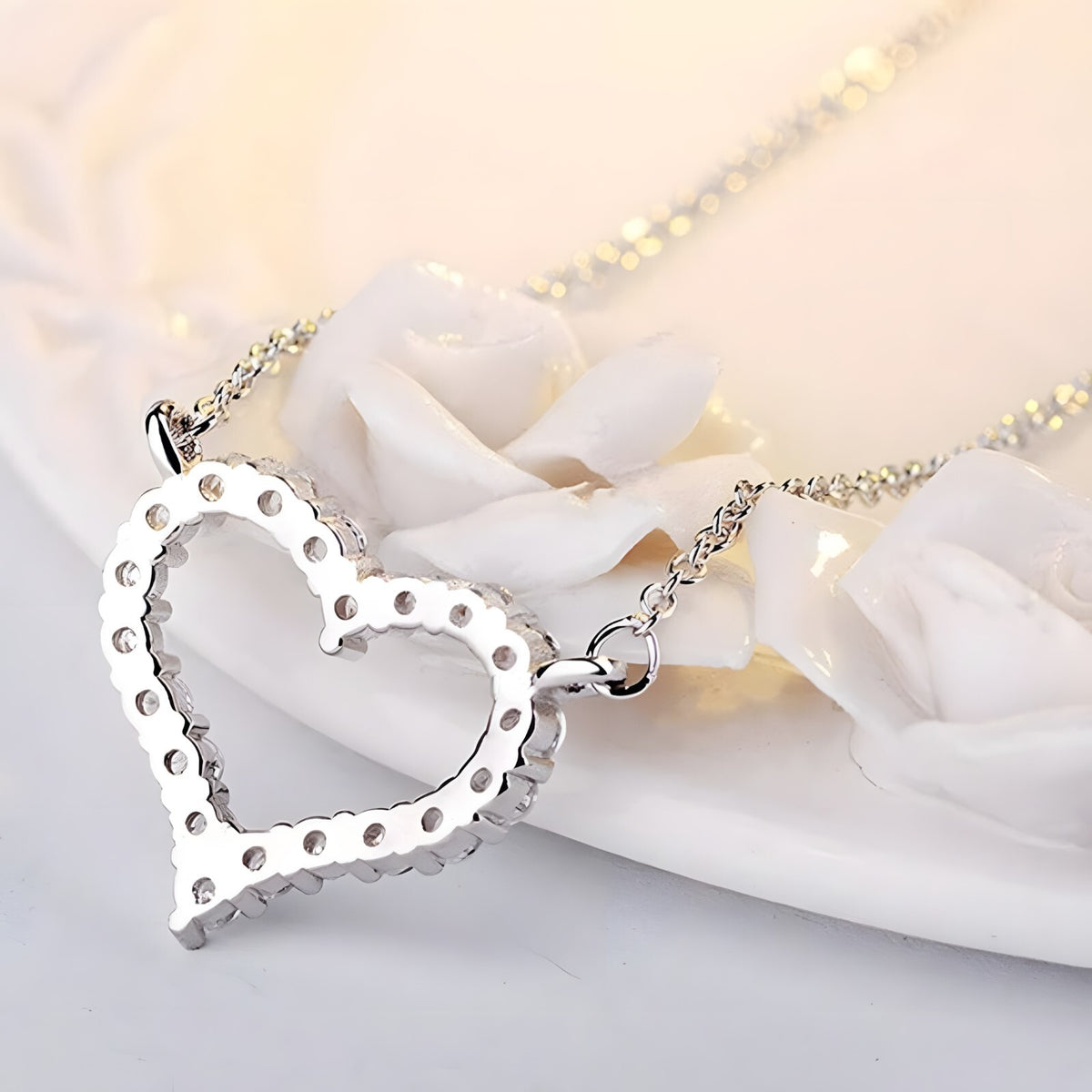 925 Sterling Silver Heart Pendant Necklace for Women | Adjustable Chain AAA 259
