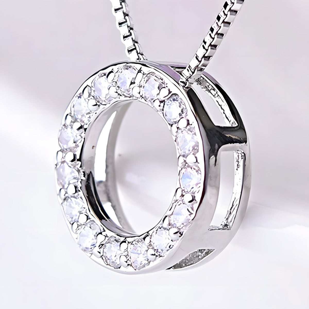 925 Sterling Silver Jewelry Round Zircon Pendants Necklaces Women Fine Semi 266