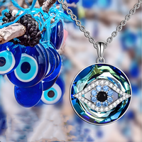 Evil Eye Pendant Necklace for Women– Copper Alloy Blue Crystal Eye Necklace 1253