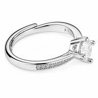 Women's Adjustable Round Brilliant Zircon Engagement Ring, Cathedral Pave 1620