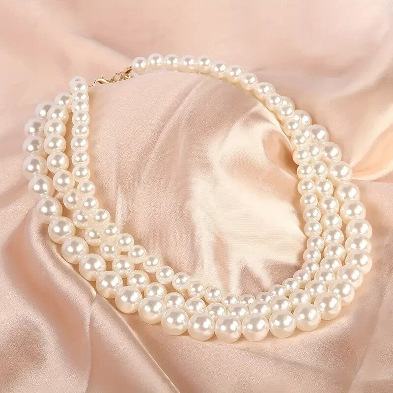 French Creative Baroque Faux Pearl Niche Design Three-layer Personality 82 UK