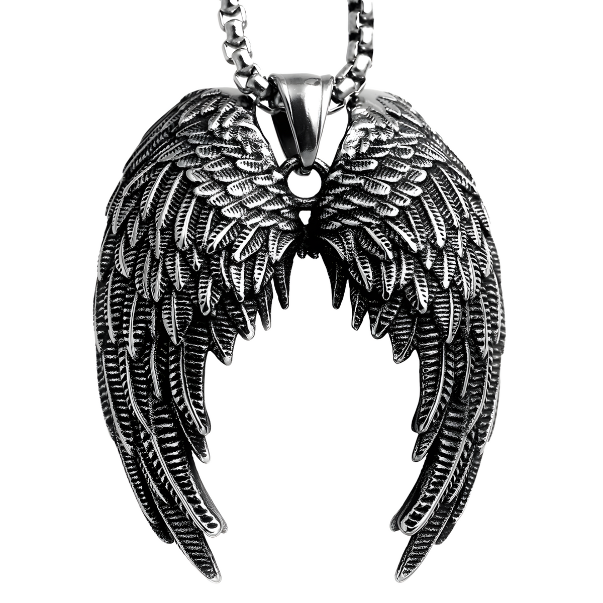 Angel Wing Pendant Necklace For Men - Silver Colour Feather Wing Chain 1787