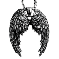Angel Wing Pendant Necklace For Men - Silver Colour Feather Wing Chain 1787