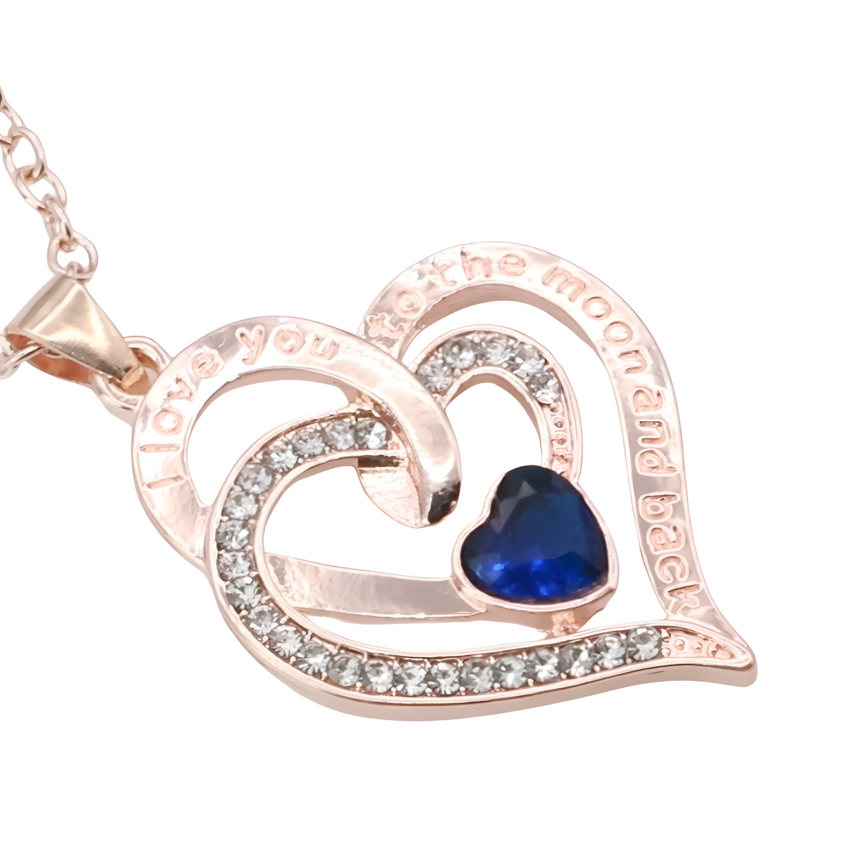 18K Gold Plated Zinc Alloy Blue Heart Stone and Princess Cut Rhinestones B310
