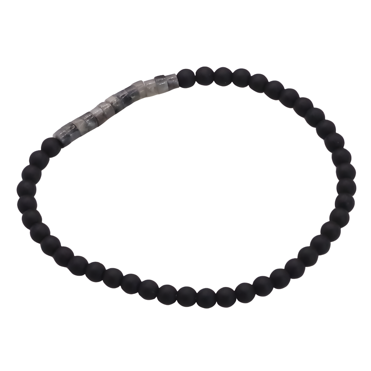 Emperor Onyx and Tiger's Eye Stone Bracelet, Minimalist 4mm Beaded Strand B125