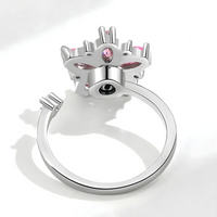 925 Sterling Silver Pink Zircon Rotatable Flower Adjustable Ring Spinning 365