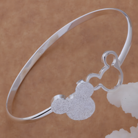 Mouse Silhouette Open Cuff Bangle for Women Premium Double Motif Adjustable 1806