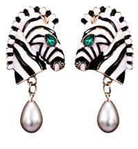 Zebra Drop Earrings For Women Gold Plated Animal Pattern Dangle Earrings 1460